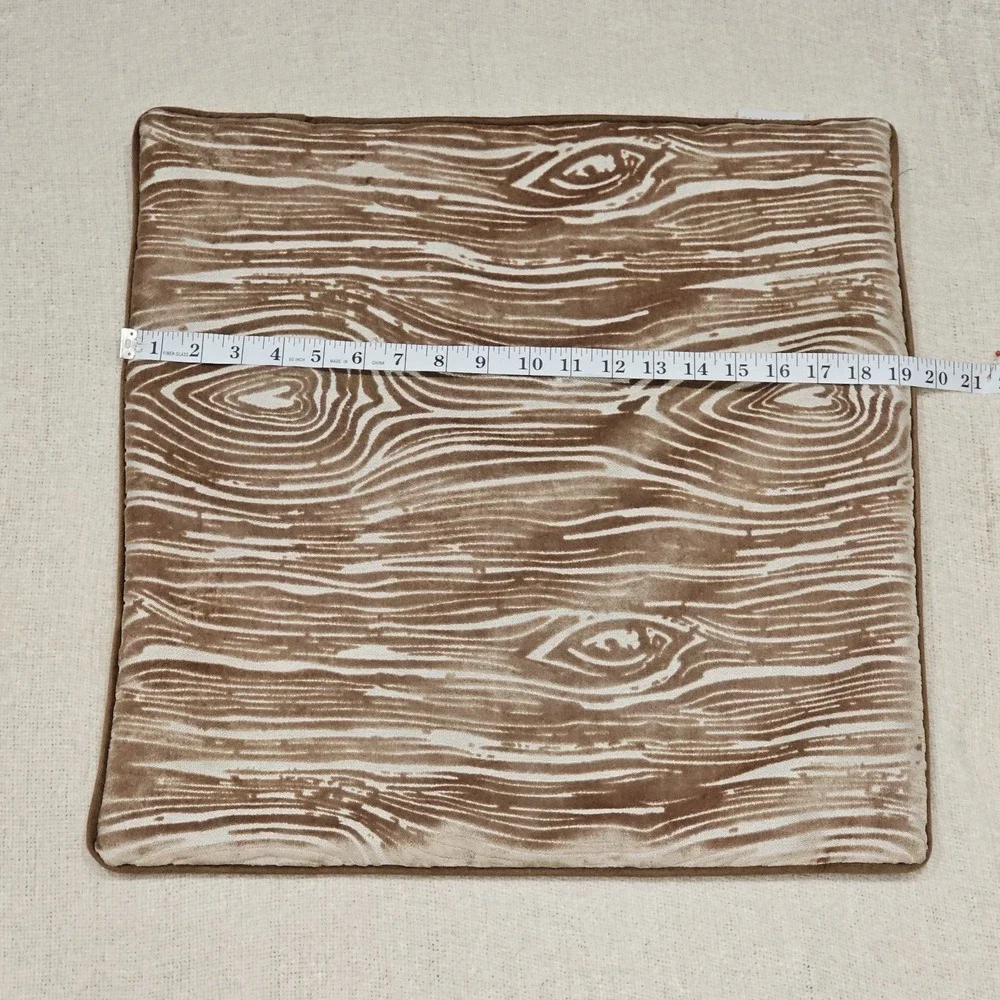EUC Lot of 2 Quality Faux Wood Grain Feathered Velvet Decorative Pillowcases